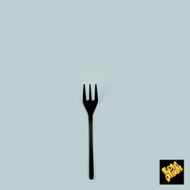 Plastic Tasting Mini Fork Black 10cm (1500 Units)