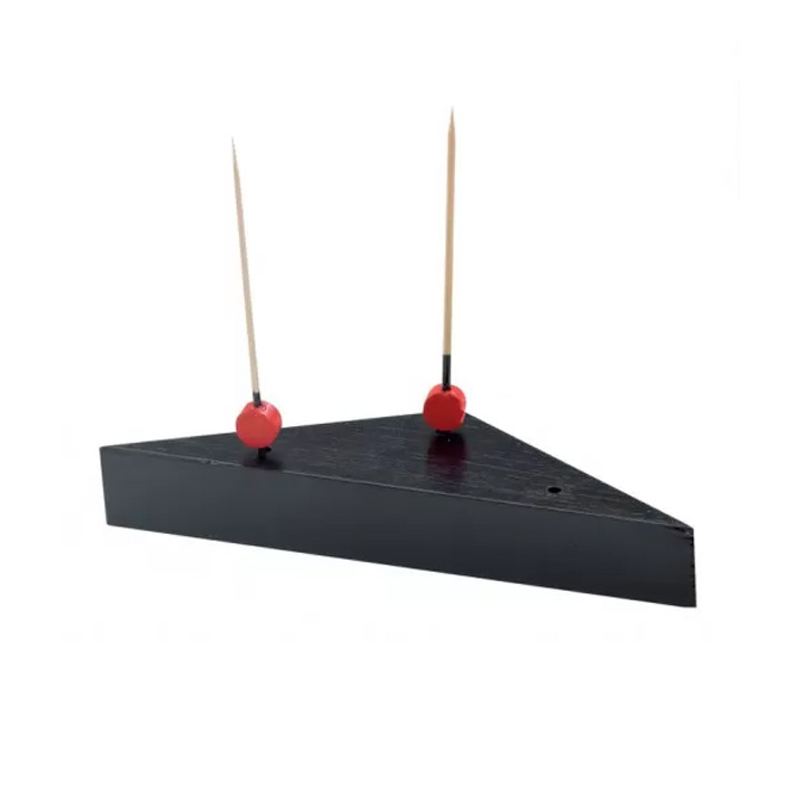 Bamboo Food Pick Holder Tray Black 14x8cm 