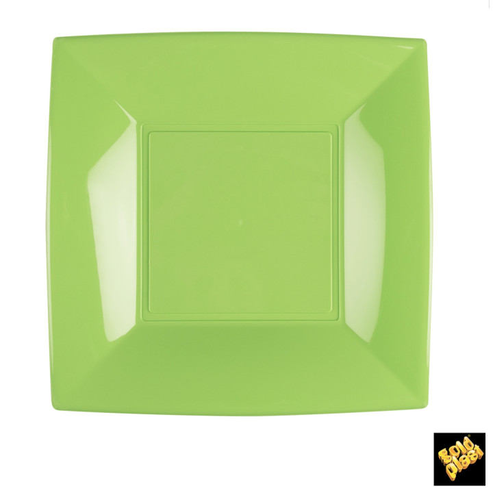 Plastic Plate Flat Lime Green "Nice" PP 23 cm (25 Units) 
