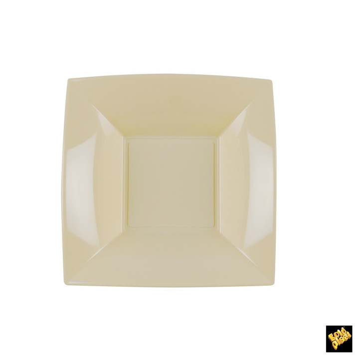Plastic Plate Deep Cream "Nice" PP 18cm (25 Units) 