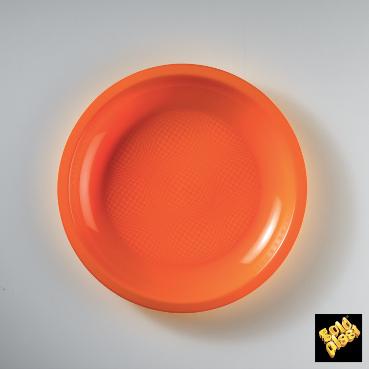 Plastic Plate Flat Orange "Round" PP Ø22 cm (50 Units) 