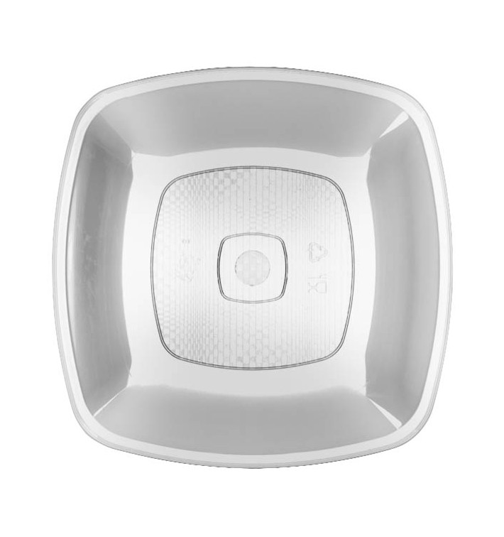 Plastic Plate Flat Clear Square shape PS 30 cm (12 Units) 