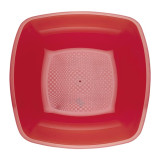 Plastic Plate Deep Red Square shape PS 18 cm (25 Units) 