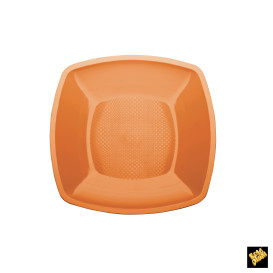 Plastic Plate Flat Orange Square shape PP 23 cm (300 Units)