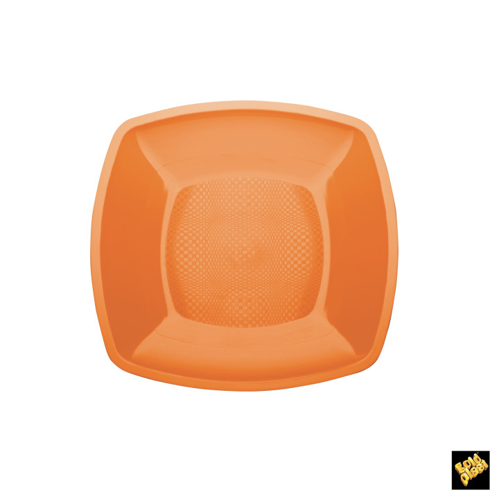 Plastic Plate Flat Orange Square shape PP 18 cm (300 Units)