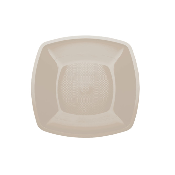 Plastic Plate Flat Beige Square shape PP 18 cm (300 Units)