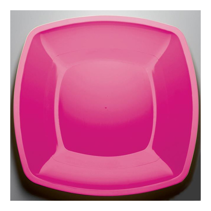 Plastic Plate Flat Fuchsia Square shape PS 30 cm (144 Units)