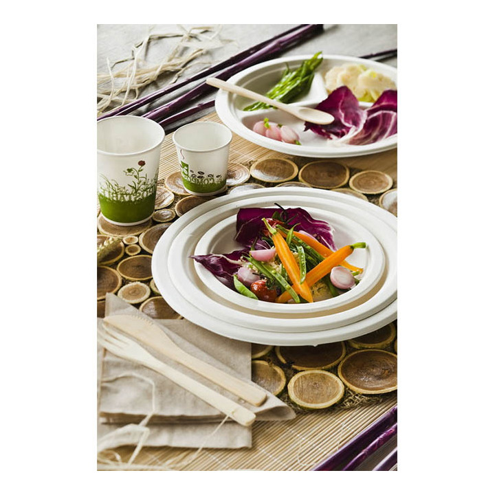 Sugarcane Plate White Ø23 cm (50 Units) 