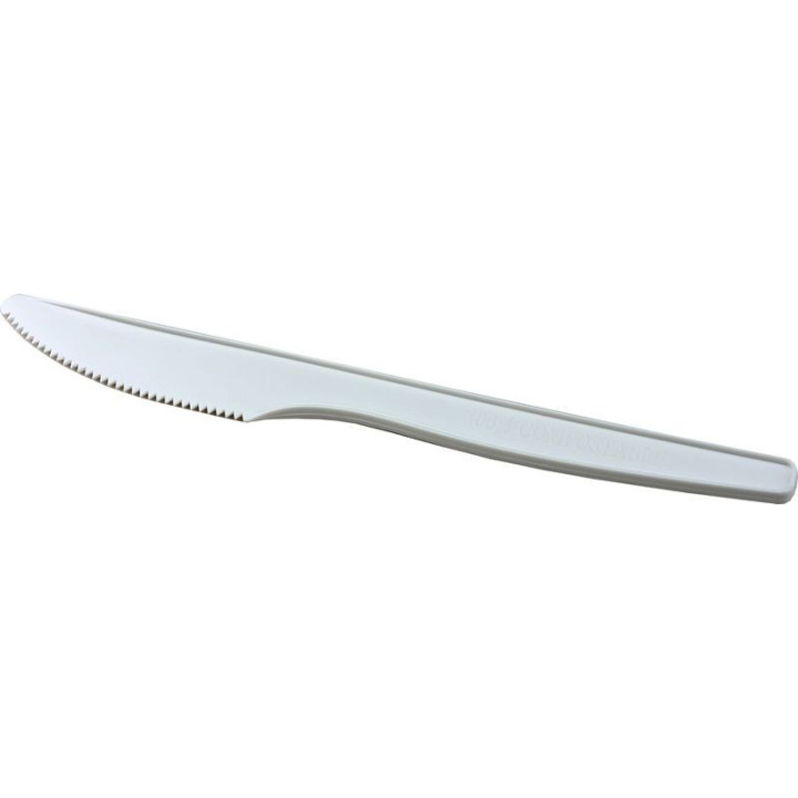 Cornstarch Knife PLA Biodegradable White 16cm (50 Units) 