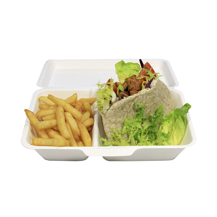 Sugarcane Hinged Burger Container 24,0x12,5x6,5cm (400 Units)