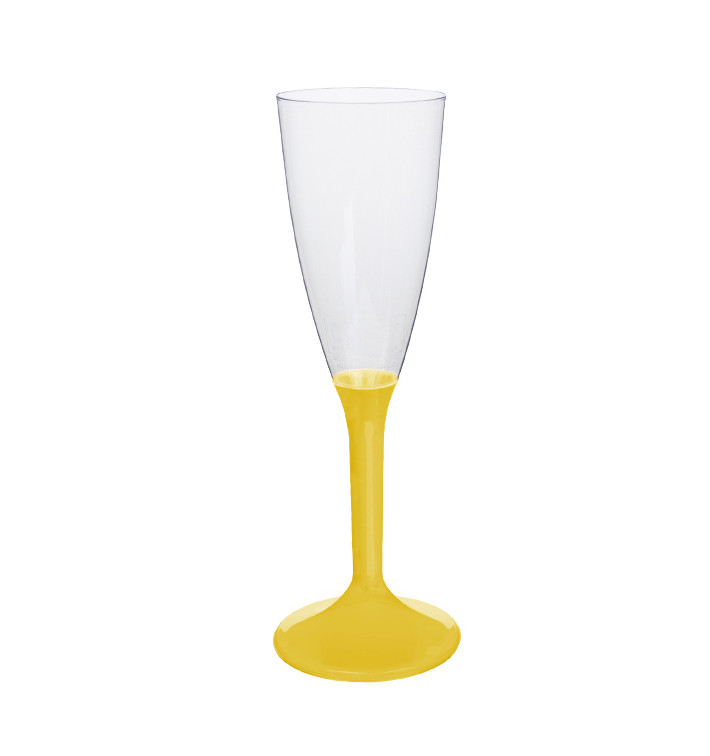 Plastic Stemmed Flute Sparkling Wine Yellow 120ml 2P (200 Units)