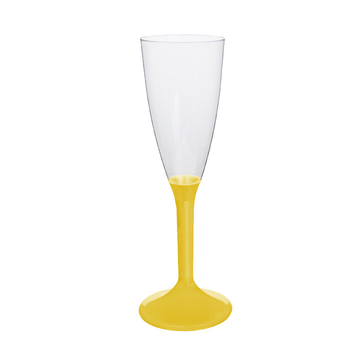 Plastic Stemmed Flute Sparkling Wine Yellow 120ml 2P (200 Units)