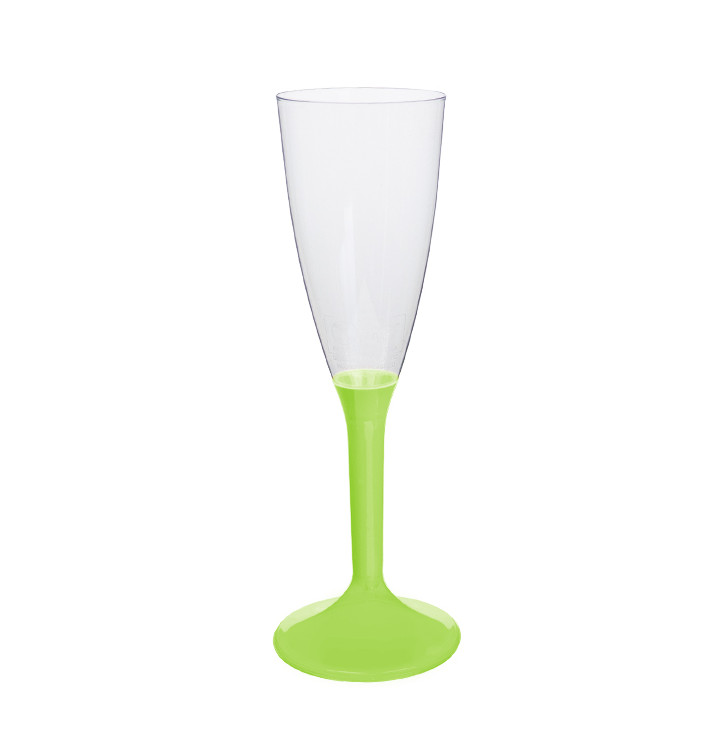 Plastic Stemmed Flute Sparkling Wine Lime Green 120ml 2P (40 Units)