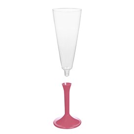 Plastic Stemmed Flute Sparkling Wine Pink Pearl 160ml 2P (200 Units)