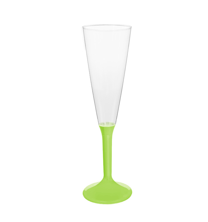 Plastic Stemmed Flute Sparkling Wine Lime Green 160ml 2P (40 Units)
