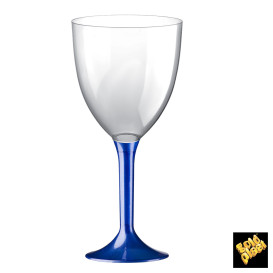 Plastic Stemmed Glass Wine Blue Pearl Removable Stem 300ml (200 Units)