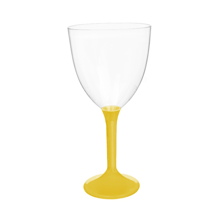 Plastic Stemmed Glass Wine Yellow Removable Stem 300ml (200 Units)