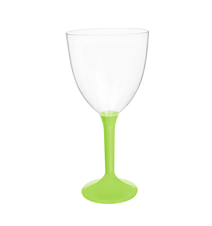 Plastic Stemmed Glass Wine Lime Green Removable Stem 300ml (40 Units)