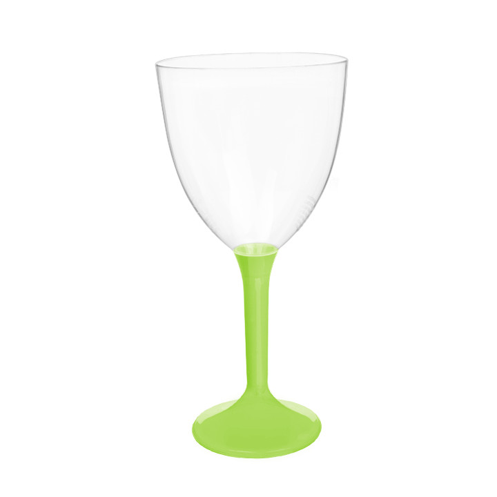Plastic Stemmed Glass Wine Lime Green Removable Stem 300ml (200 Units)