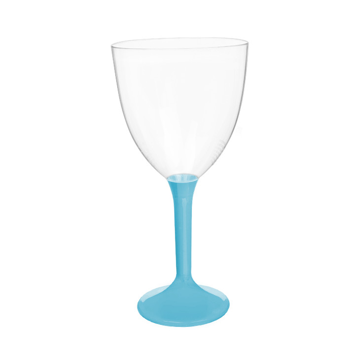 Plastic Stemmed Glass Wine Turquoise Removable Stem 300ml (200 Units)