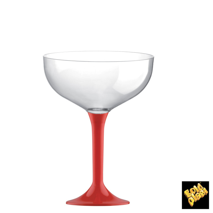 Plastic Stemmed Flute Red 200ml 2P (200 Units)