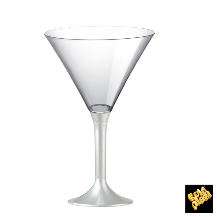 Plastic Stemmed Glass Cocktail White Pearl 185ml 2P (200 Units)