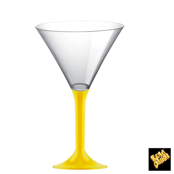 Plastic Stemmed Glass Cocktail Yellow 185ml 2P (200 Units)