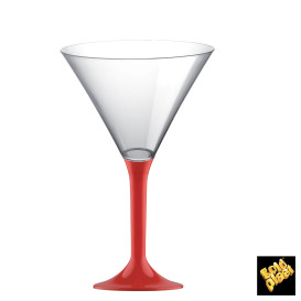 Plastic Stemmed Glass Cocktail Red 185ml 2P (40 Units)