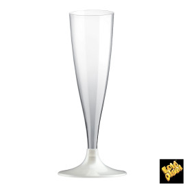 Plastic Stemmed Flute Sparkling Wine White Pearl 140ml 2P (400 Units)