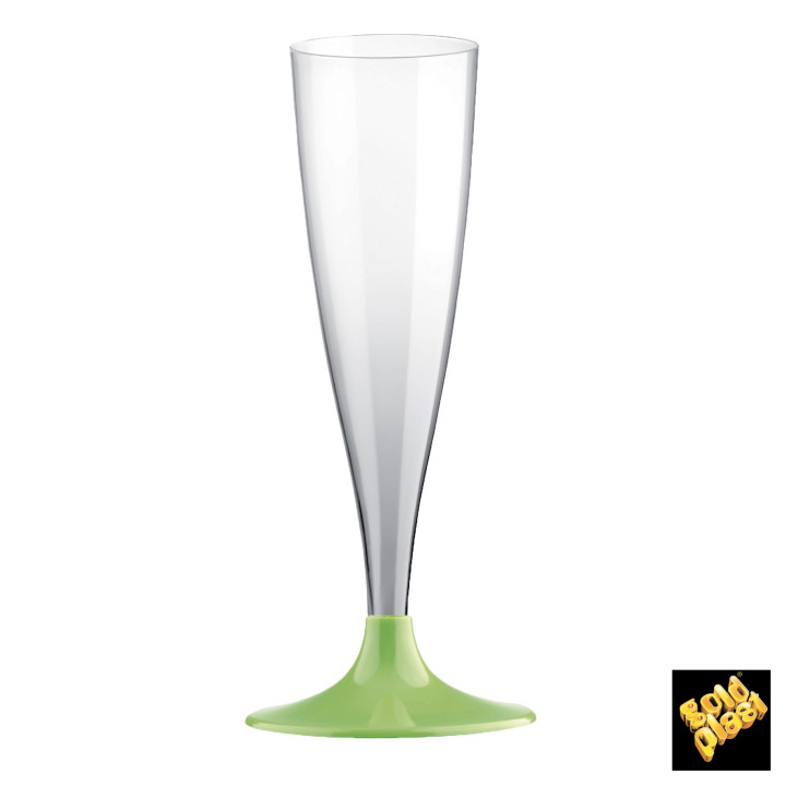 Plastic Stemmed Flute Sparkling Wine Lime Green 140ml 2P (20 Units)