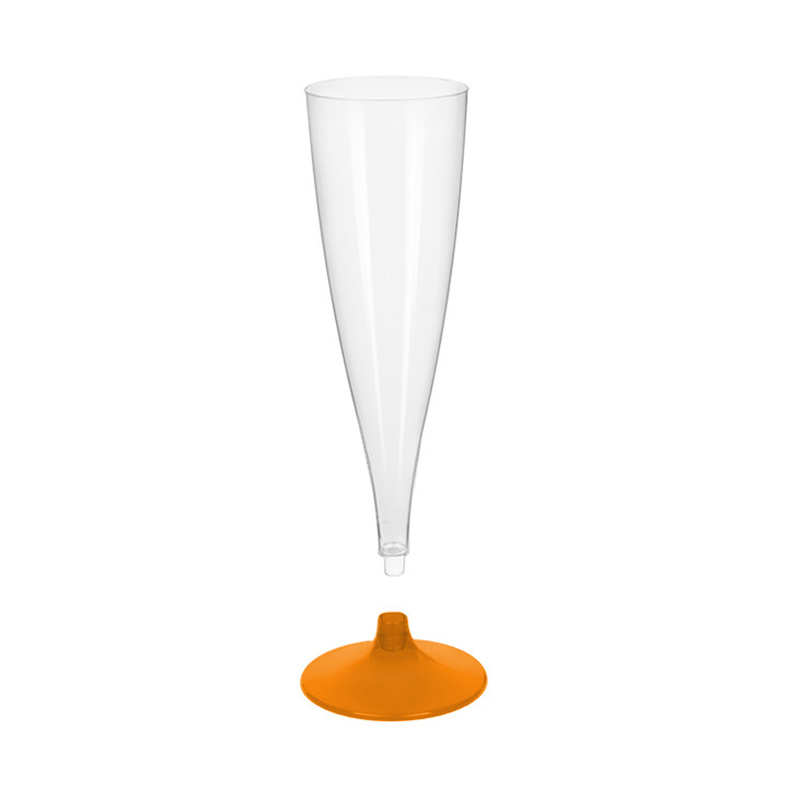 Plastic Stemmed Flute Sparkling Wine Orange Clear 140ml 2P (20 Units)