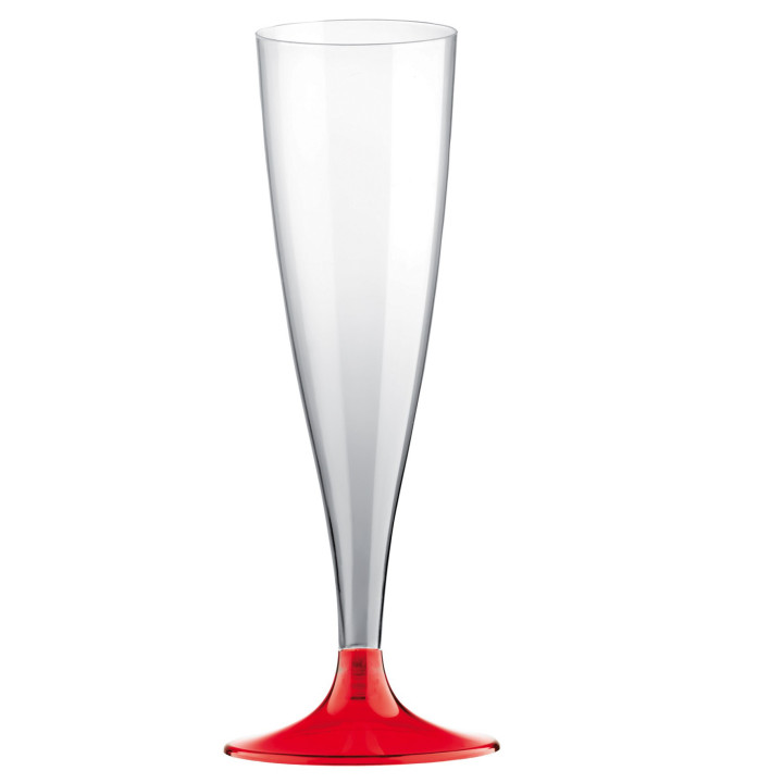 Plastic Stemmed Flute Sparkling Wine Red Clear 140ml 2P (400 Units)