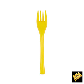 Plastic Fork PS "Fly" Yellow Clear 14cm (50 Units) 
