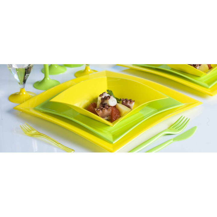 Plastic Plate Flat Lime Green "Nice" PP 23 cm (25 Units) 