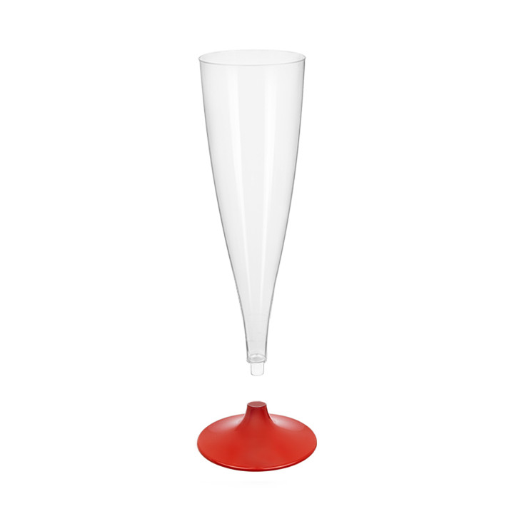 Plastic Stemmed Flute Sparkling Wine Red 140ml 2P (400 Units)