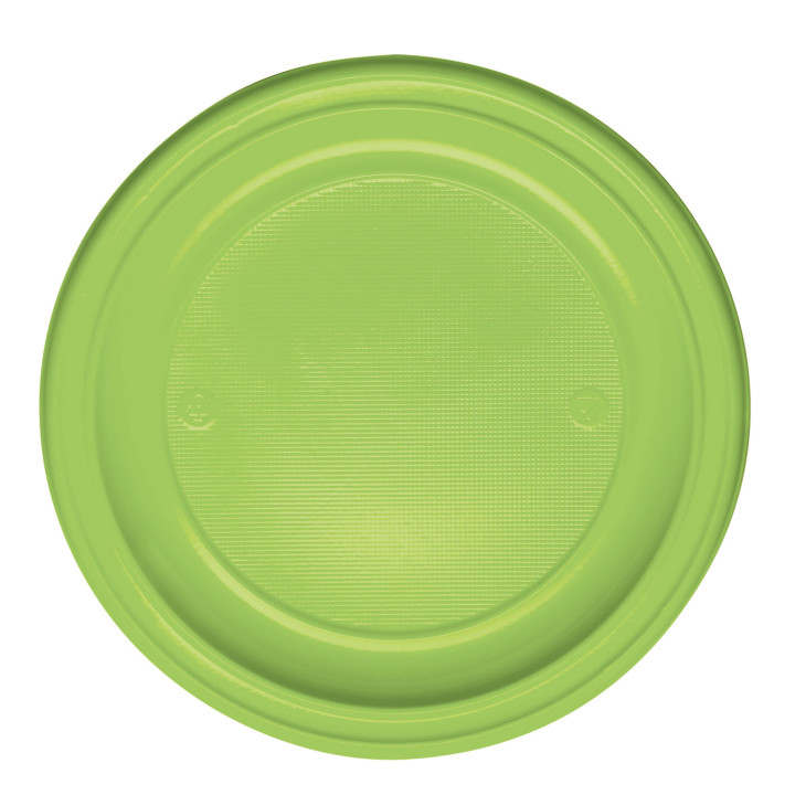 Plastic Plate PS Flat Lime Green Ø22 cm (30 Units) 