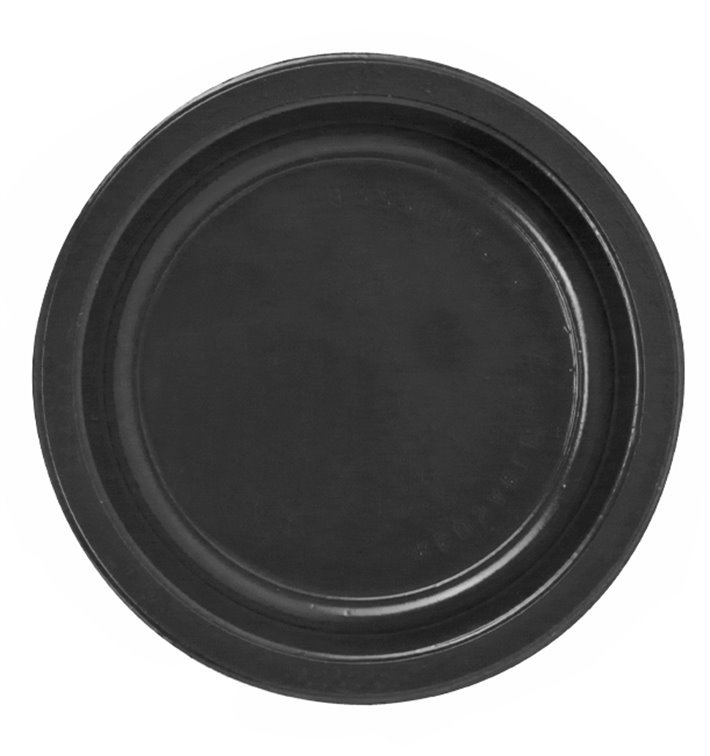 Plastic Plate PS Flat Black Ø22 cm (30 Units) 