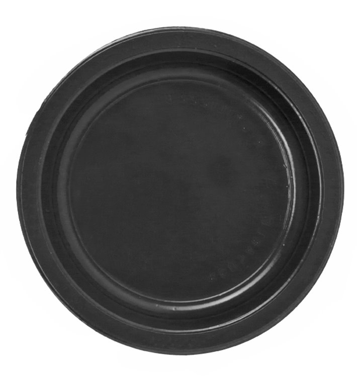 Plastic Plate PS Flat Black Ø17 cm (50 Units) 