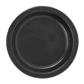 Plastic Plate PS Flat Black Ø17 cm (1100 Units)