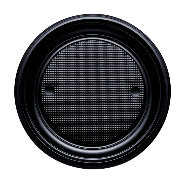 Plastic Plate PS Flat Black Ø17 cm (1100 Units)