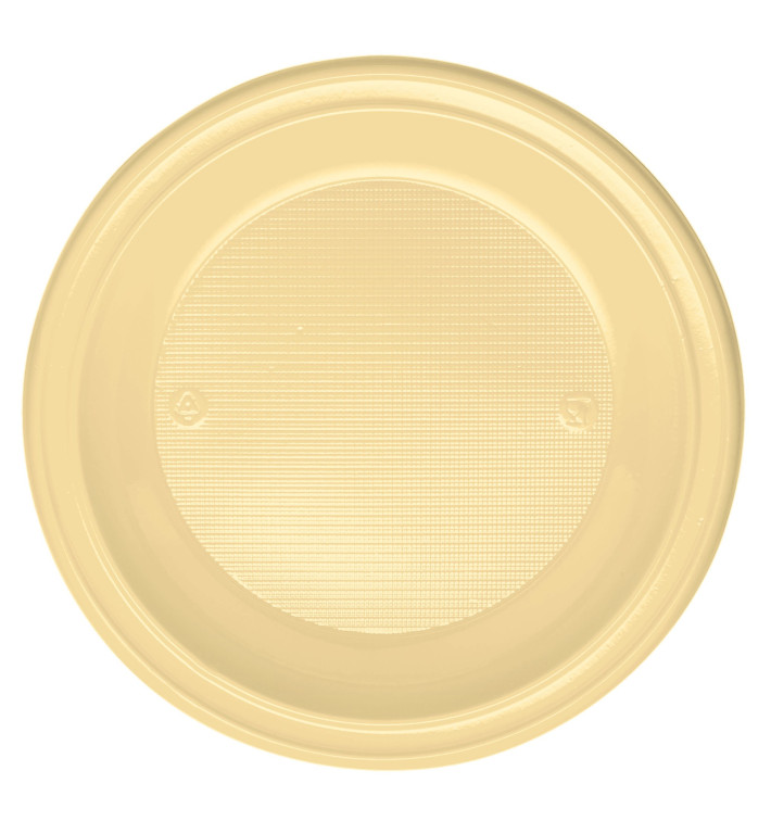 Plastic Plate PS Deep Cream Ø22 cm (30 Units) 