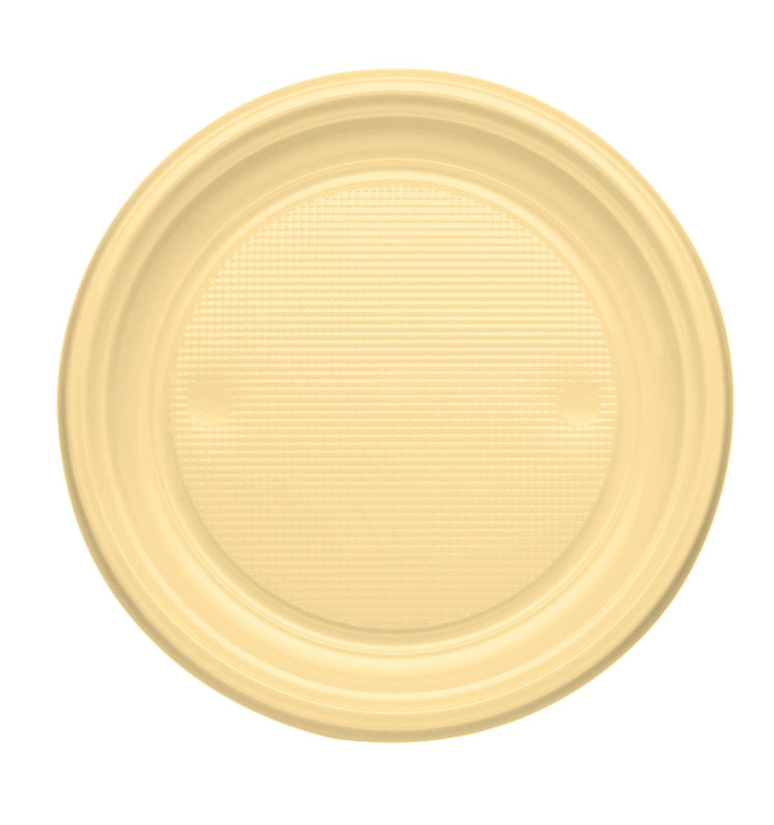 Plastic Plate PS Flat Cream Ø17 cm (50 Units) 