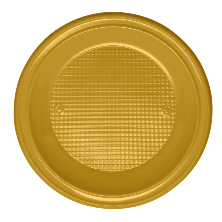 Plastic Plate PS Flat Gold Ø22 cm (30 Units) 
