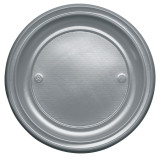 Plastic Plate PS Flat Silver Ø22 cm (30 Units) 