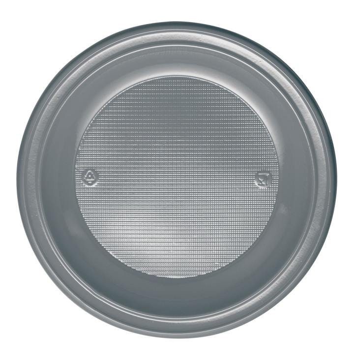 Plastic Plate PS Deep Silver Ø22 cm (30 Units) 
