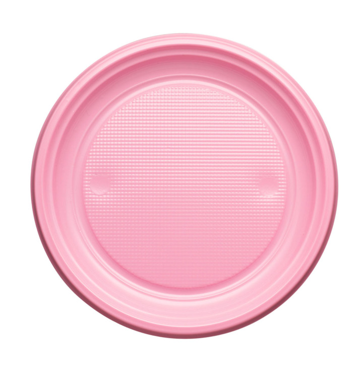 Plastic Plate PS Flat Pink Ø17 cm (50 Units) 