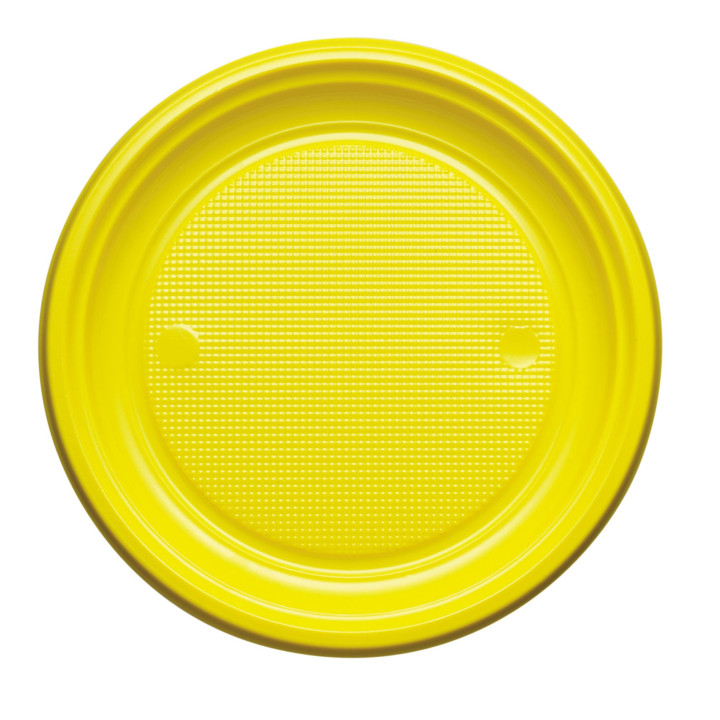 Plastic Plate PS Flat Yellow Ø17 cm (50 Units) 
