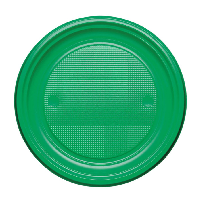 Plastic Plate PS Flat Green Ø17 cm (1100 Units)