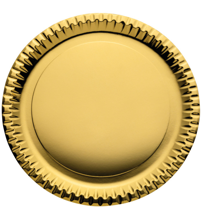 Paper Plate Round Shape "Party" Gold Ø29cm (6 Units) 