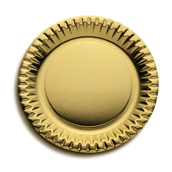 Paper Plate Round Shape "Party" Gold Ø23cm (10 Units) 